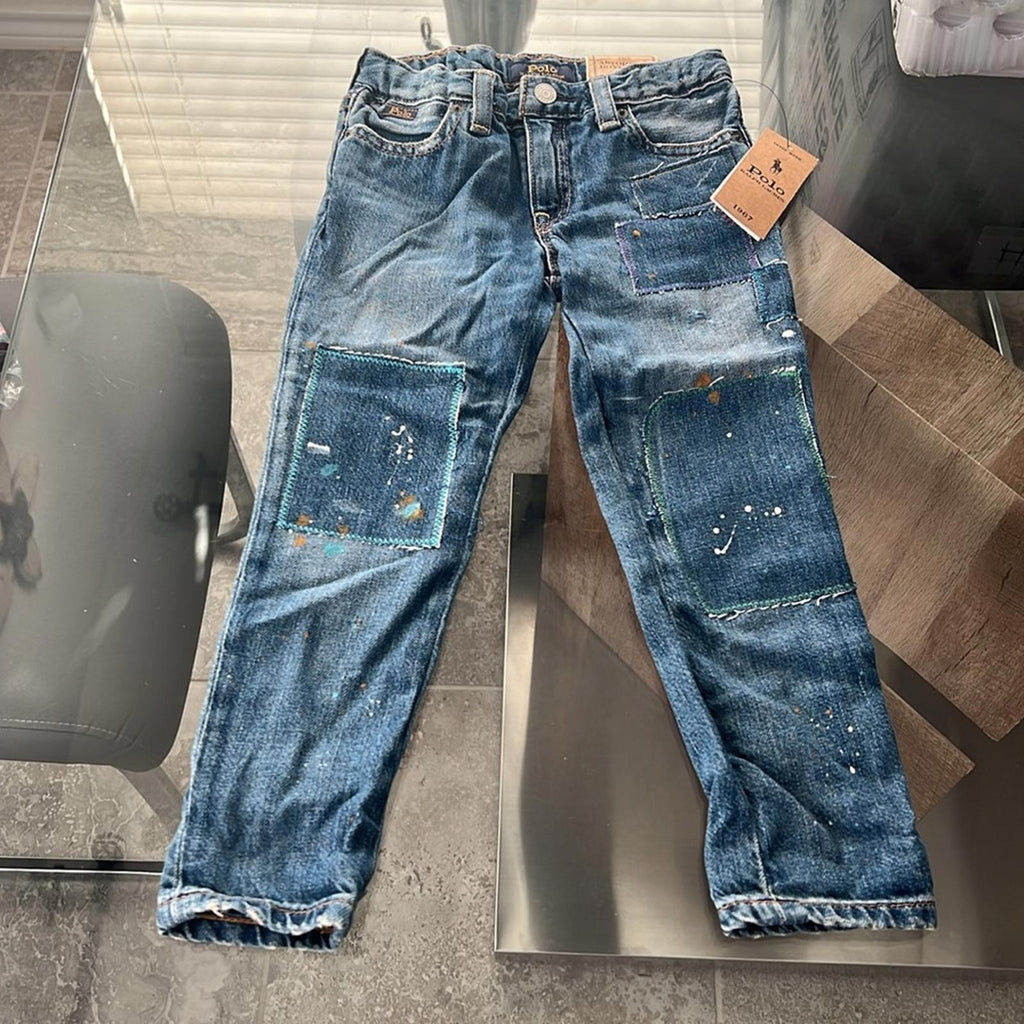 Polo Ralph Lauren Paint-Print Astor Slim Boyfriend Jeans, Size 4T Retail $135