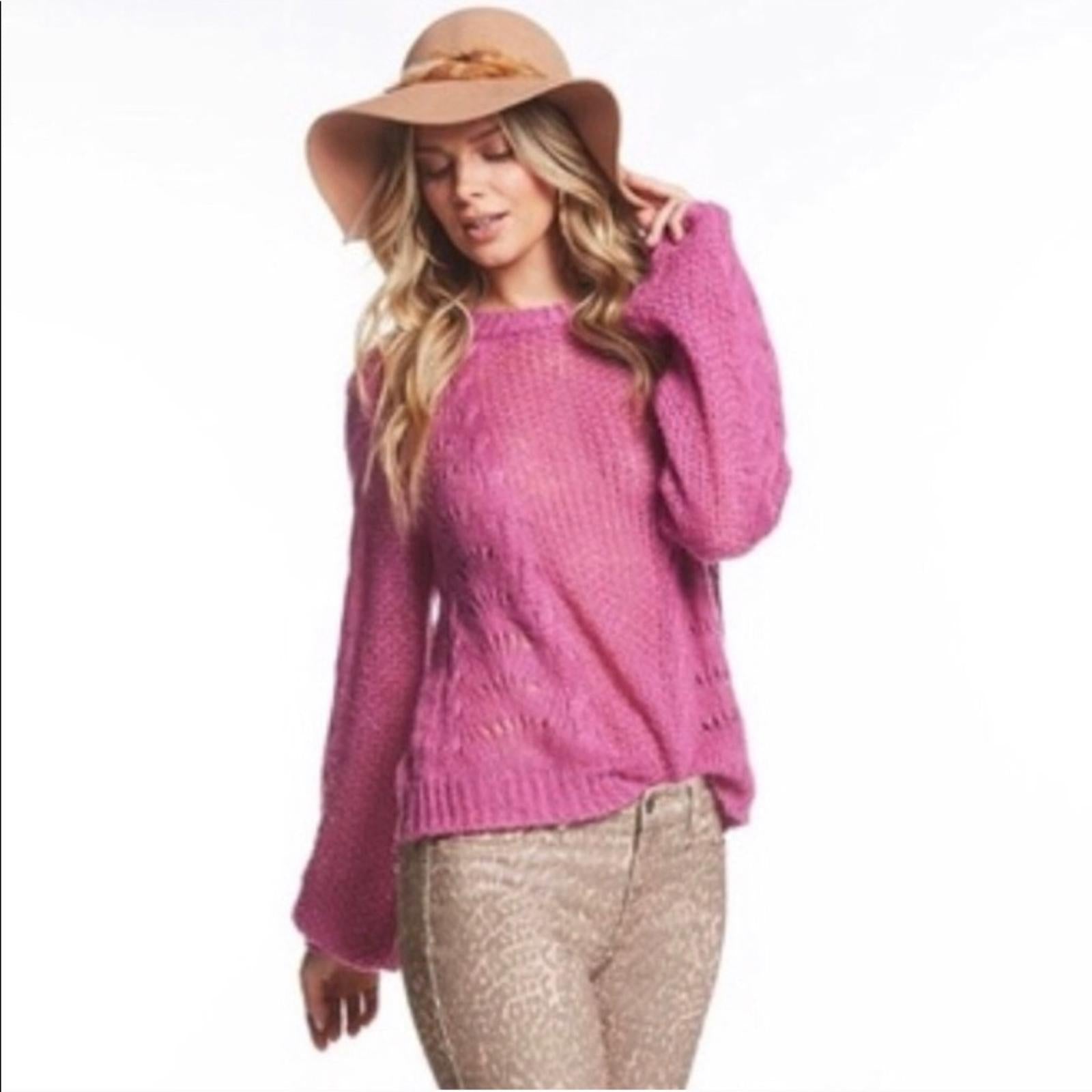 Jessica Simpson Rosebud Pointelle Crewneck Pullover Sweater Size XL New w/Tag