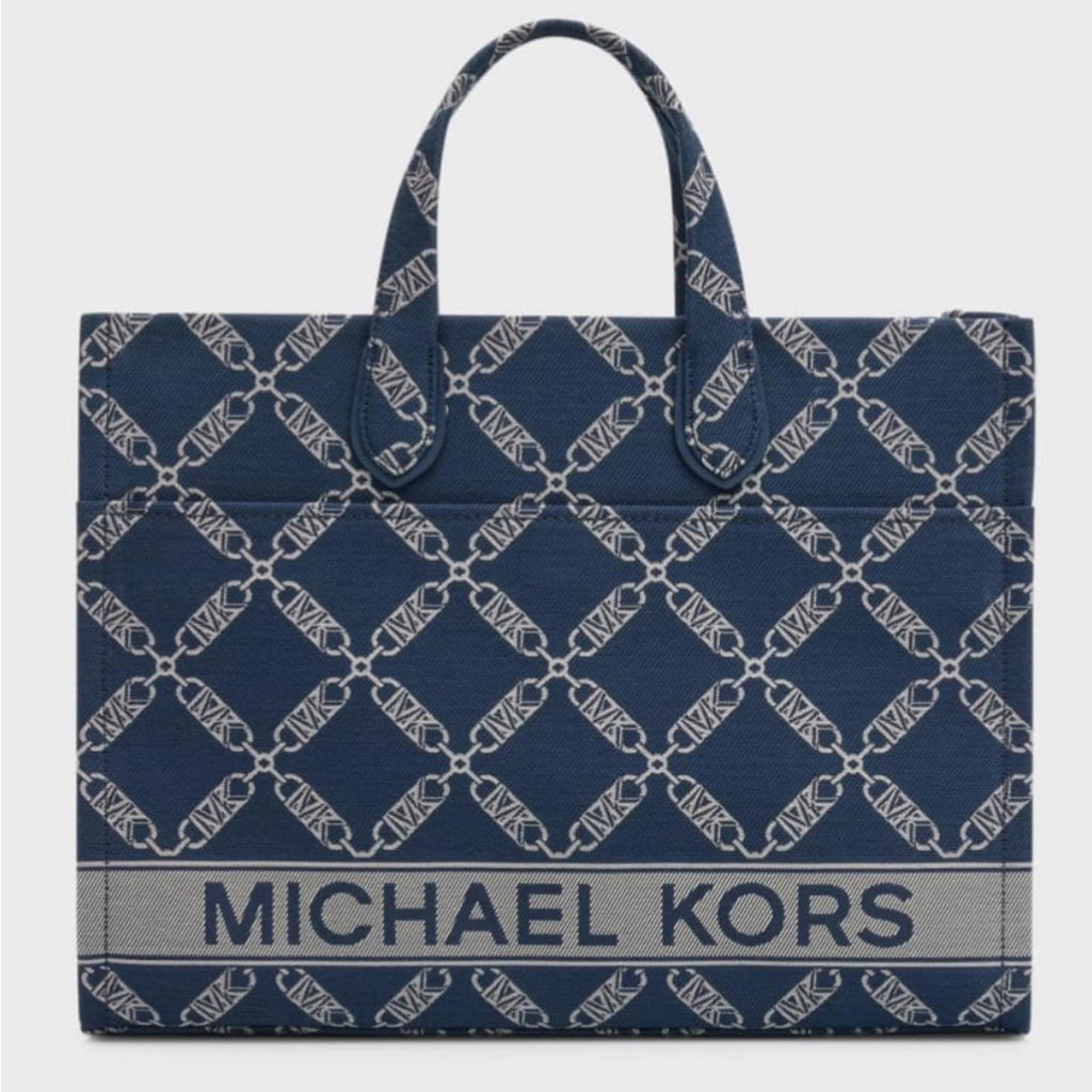 Michael Kors Gigi Large Grab Monogram Denim Tote Bag, Navy, New w/Tag (SOLD OUT)