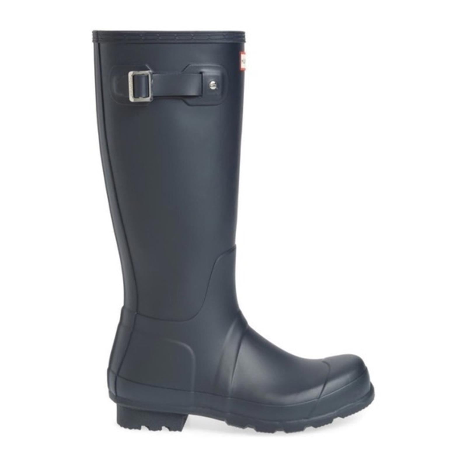 Hunter Tall Rain Boots in Black w/Grey Stripe, Size US7 EU38, New w/Tag