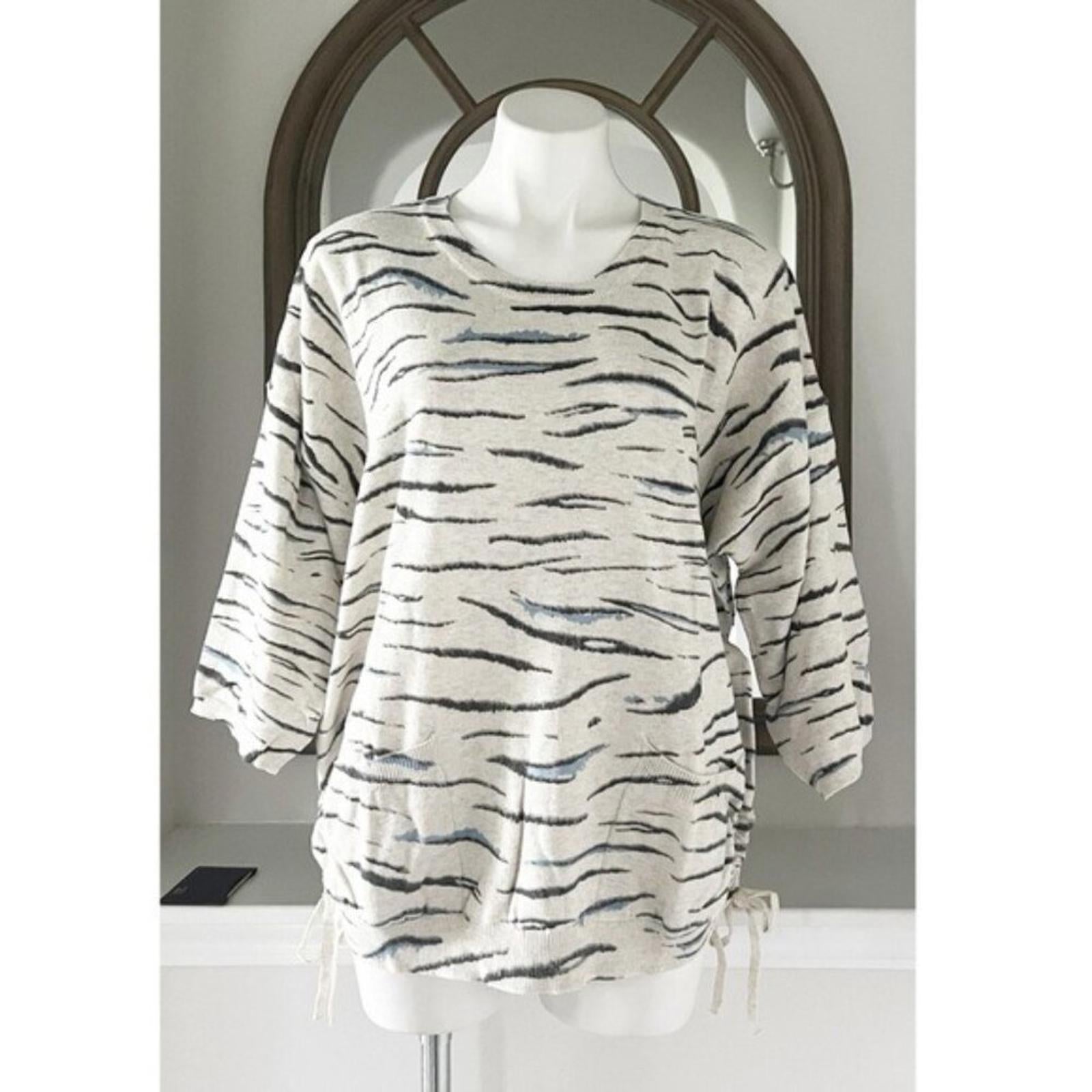 NEW Democracy Zebra Print Sweater w/Pockets, Plus Size 2X New w/Tag in Packaging