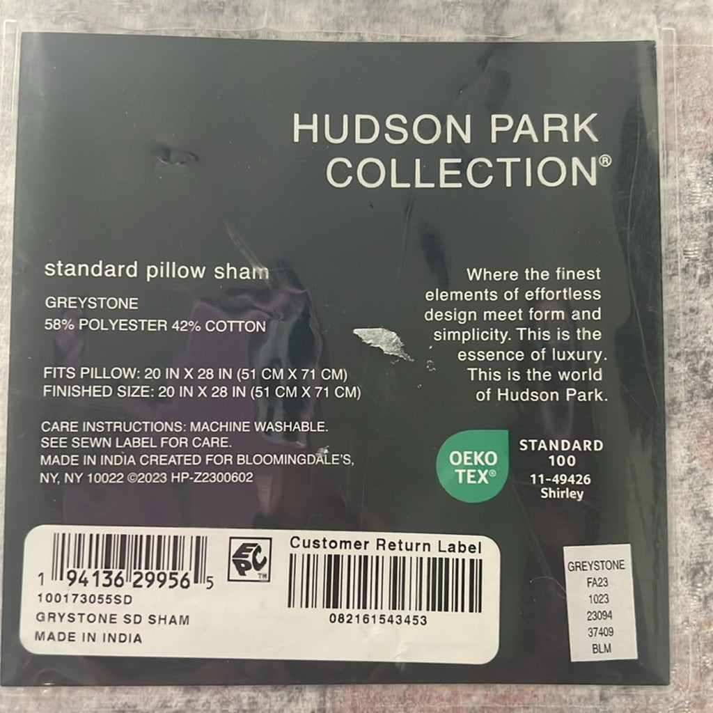 Hudson Park Collection Greystone Standard Pillow Sham, NWT Retail $135