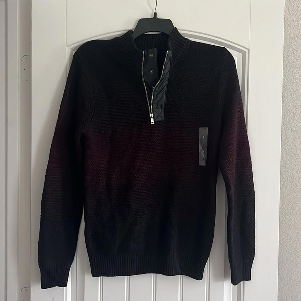 INC Regular-Fit Space-Dyed 1/4-Zip Mock Neck Sweater, Wine Men Size S New w/Tag