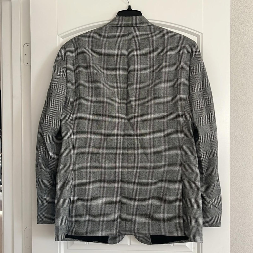Bar III Glen Plaid Skinny-Fit Suit Jacket in Black/White Size 44L New w/Tag $425