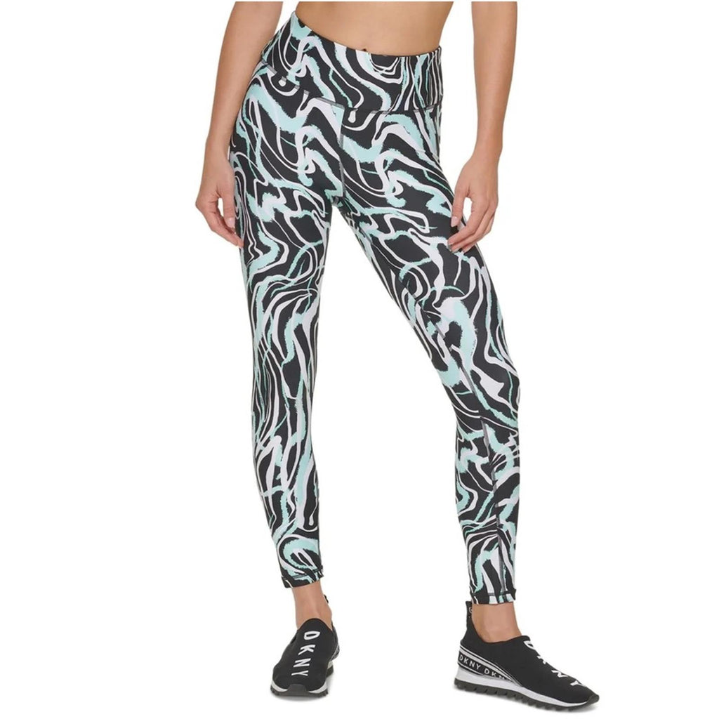 DKNY Marble Print 7/8 Leggings in Black/Green Size XS NEW w/Tag