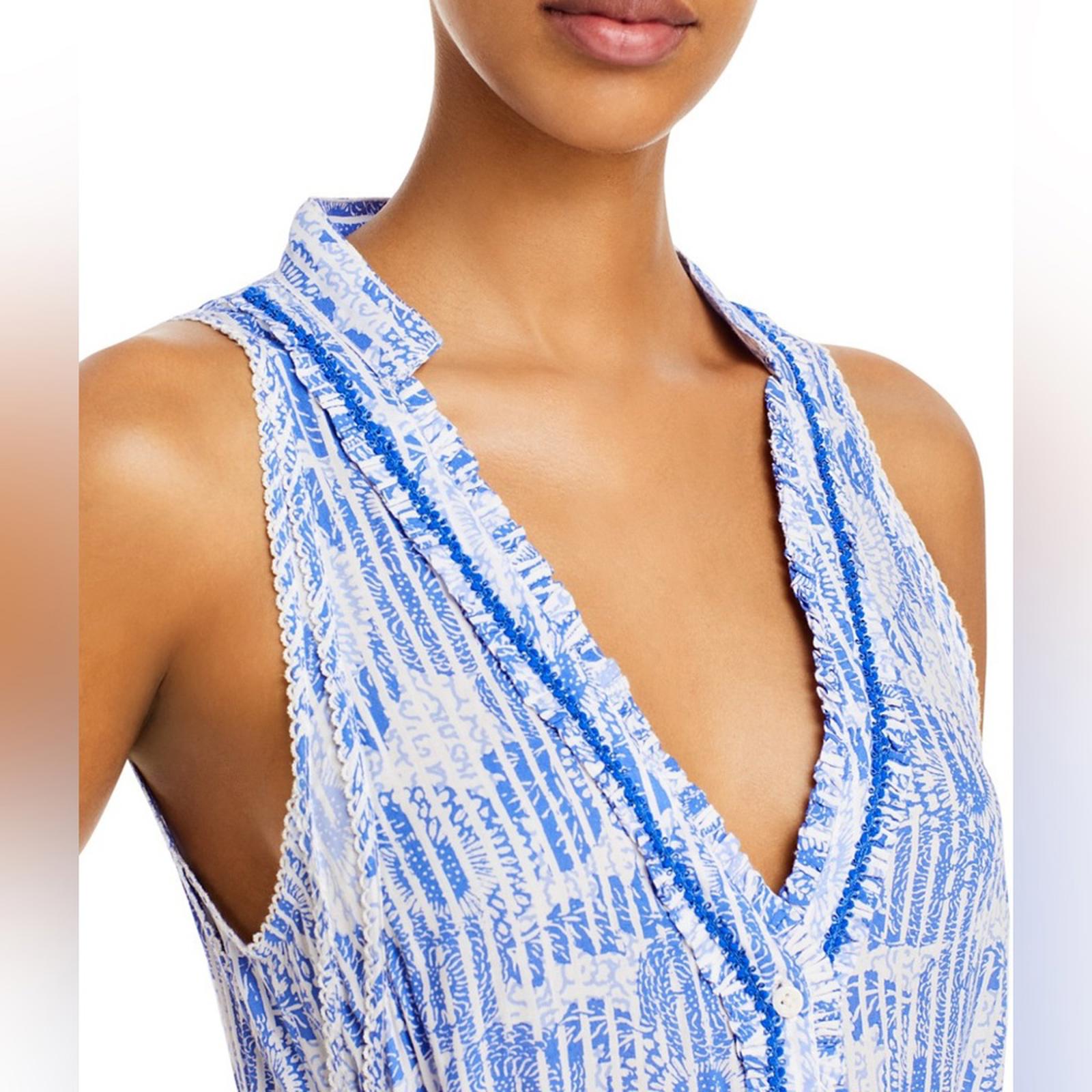 Poupette St. Barth Nana Printed Maxi Dress Revolve Blue Begonia Size L New w/Tag