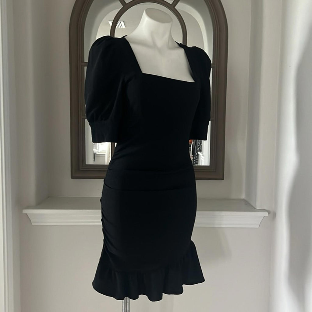 ba&sh Woody Ruffle Mini Dress in Black, Size M New w/Tag Retail $335