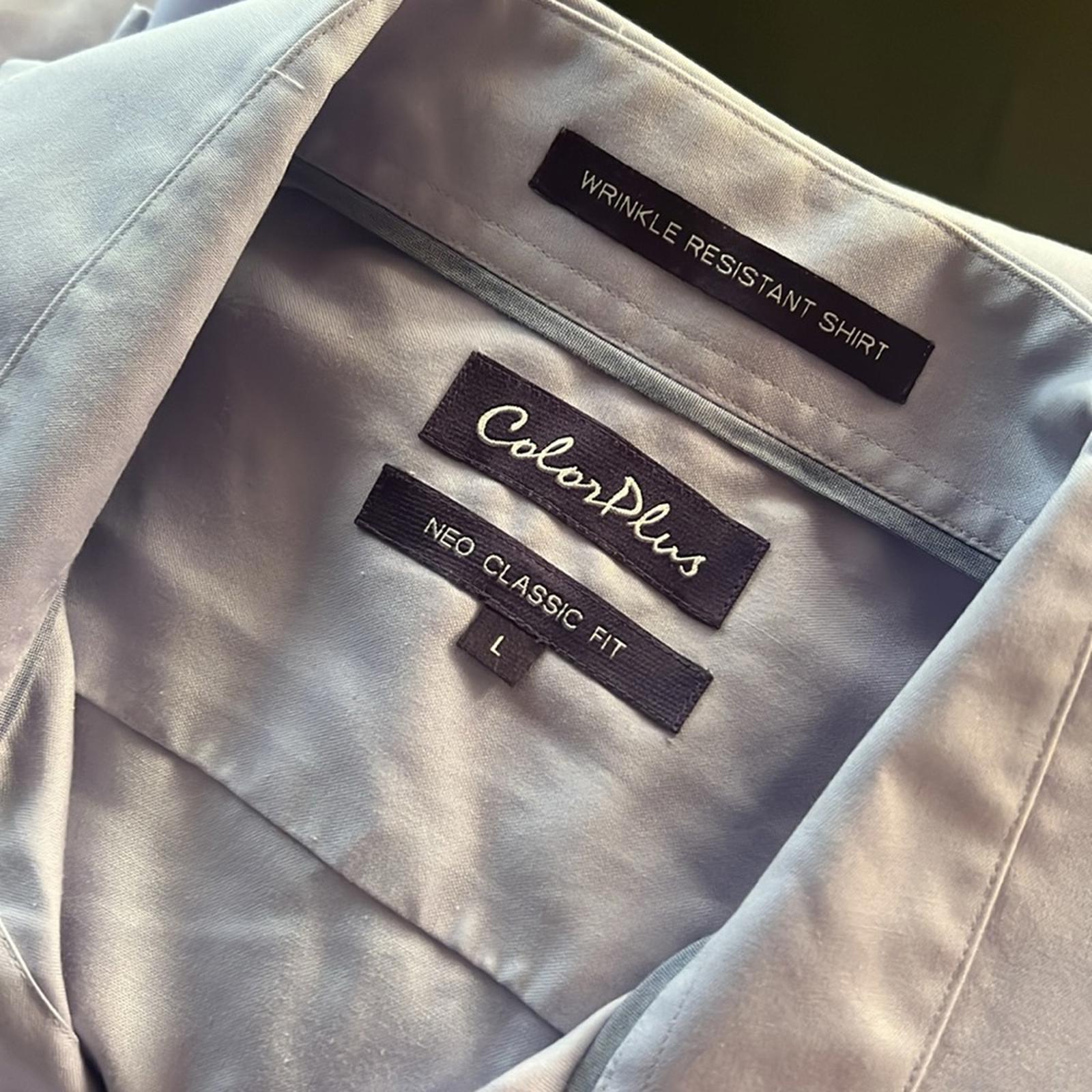 NEW ColorPlus Wrinkle Resistant Lavender Dress Shirt, Neo Classic Fit Size L