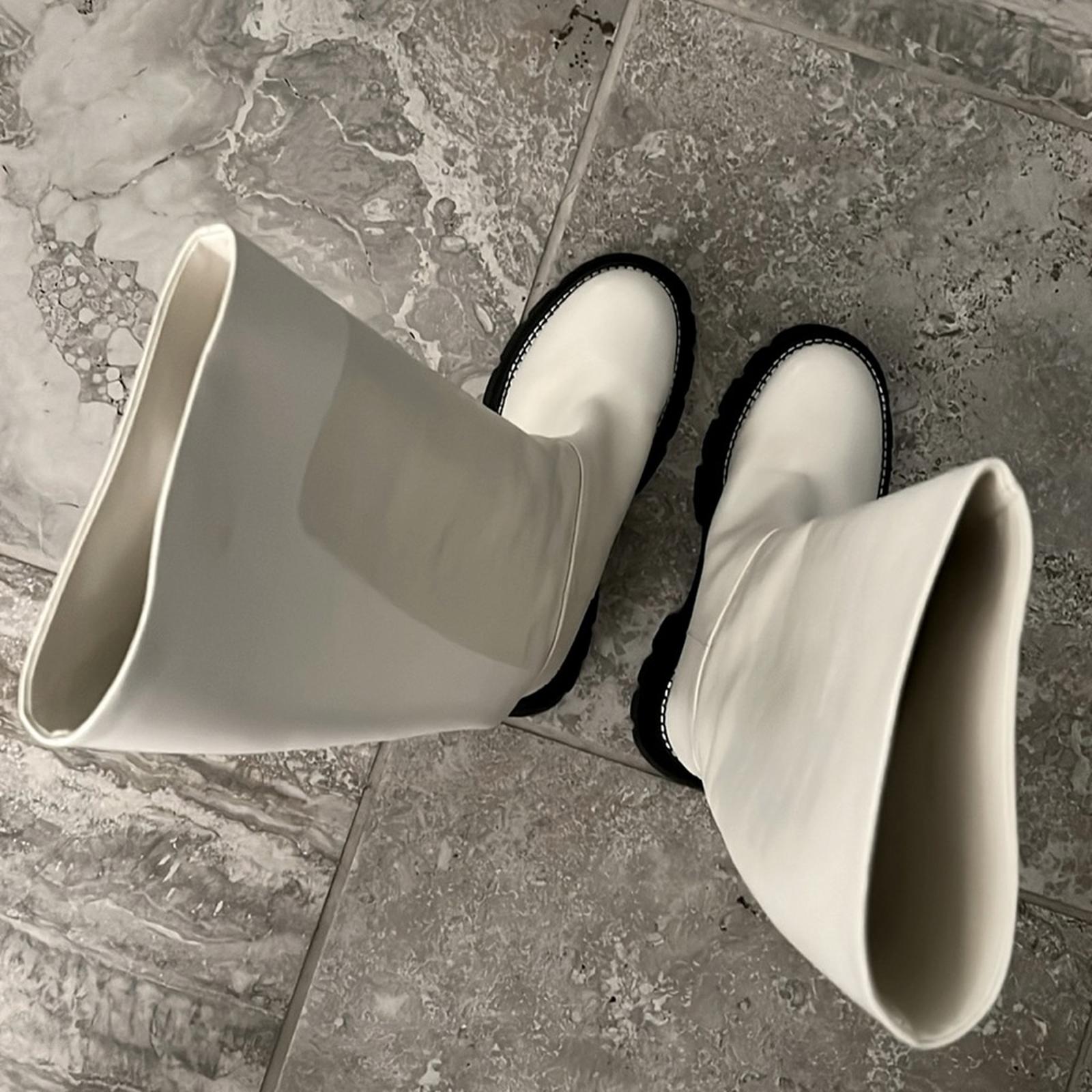 3.1 Phillip Lim Kate Lug Sole Knee High Boots, Bone/Black Size 38.5 New w/o Box