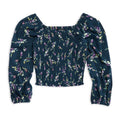 Aqua Girl’s Floral Smocked Top in Green, NWT, Size L(10/12)