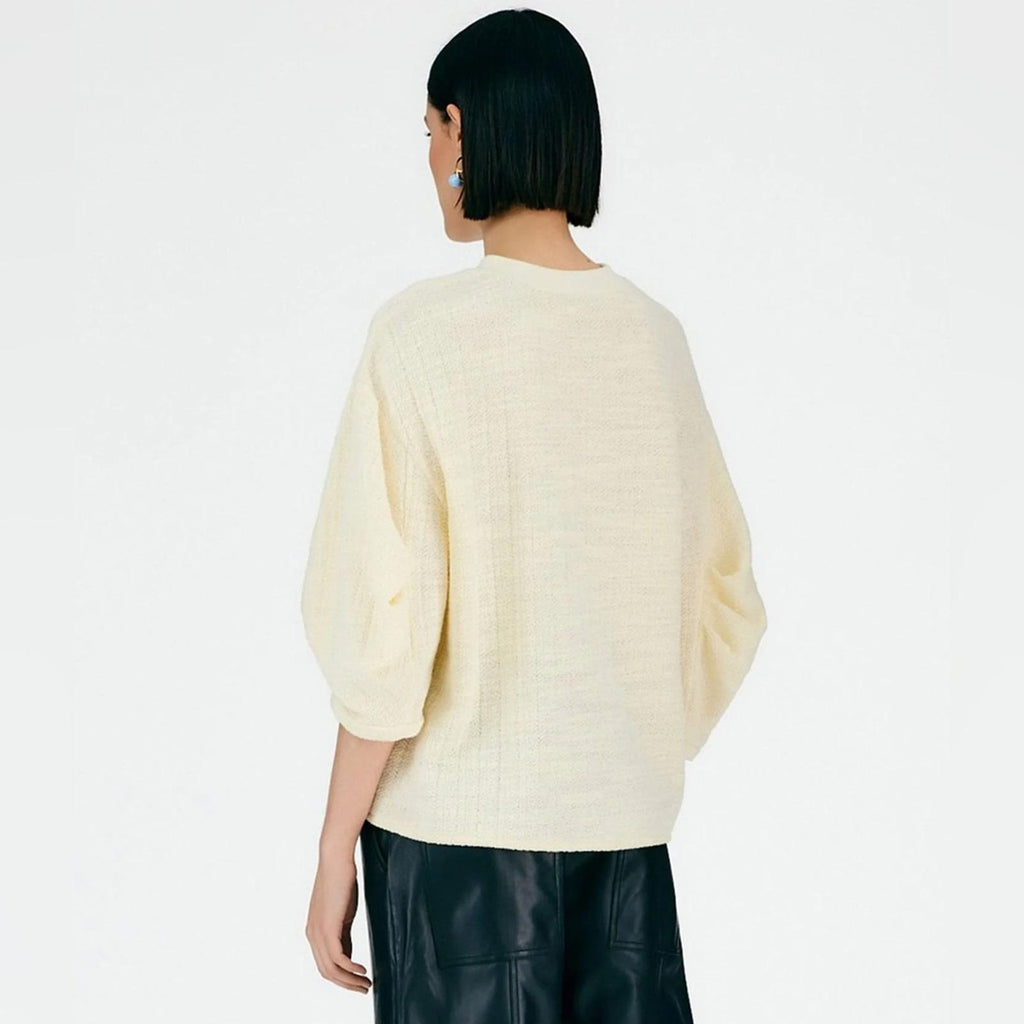 TIBI Handspun Knit Pleat Sleeve Top in Cream, Size 10 New w/Tag $395 - SOLD OUT!