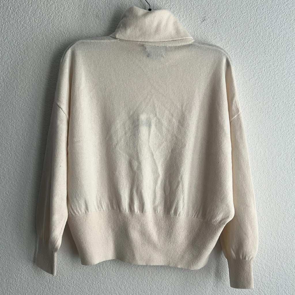 Lauren Ralph Lauren Cashmere Funnelneck Sweater in Winter Cream, NWT, Size S