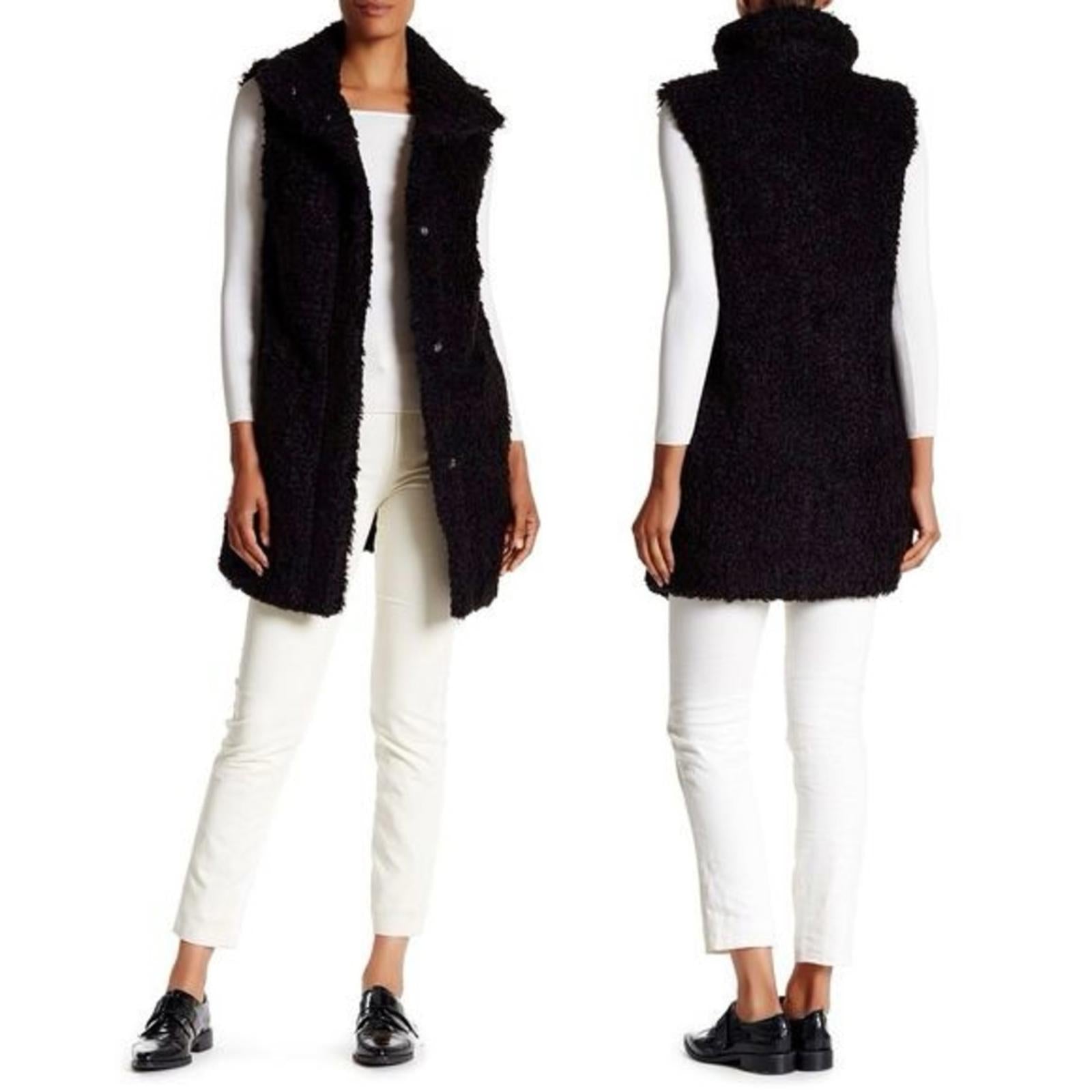Theory Visterna B. Faux-Fur Vest Black, Size S Retail $395 (Excellent Condition)