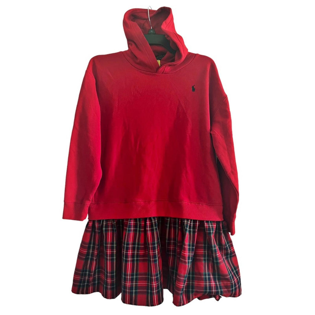 Polo Ralph Lauren Plaid Fleece Hoodie Dress, Big Kid New w/Tag Retail $79.50