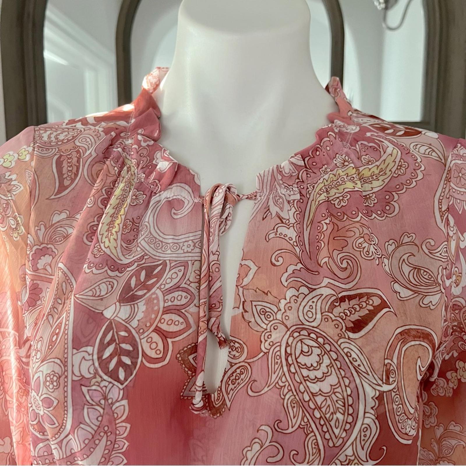 Aqua Chiffon Printed Tiered Maxi Dress, Pink Multi Size S New w/Tag Retail $118