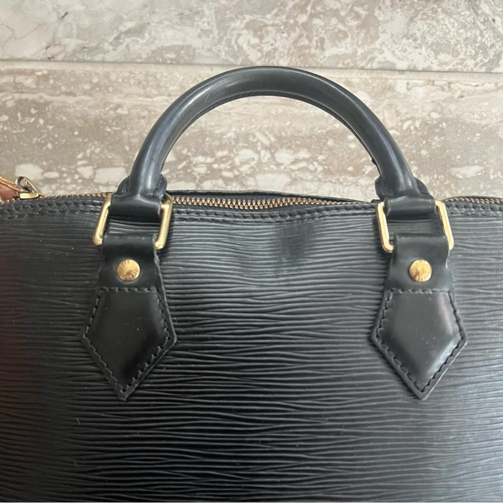 Louis Vuitton Alma PM Epi Leather Top Handle Bag Black Retail $1,394.99
