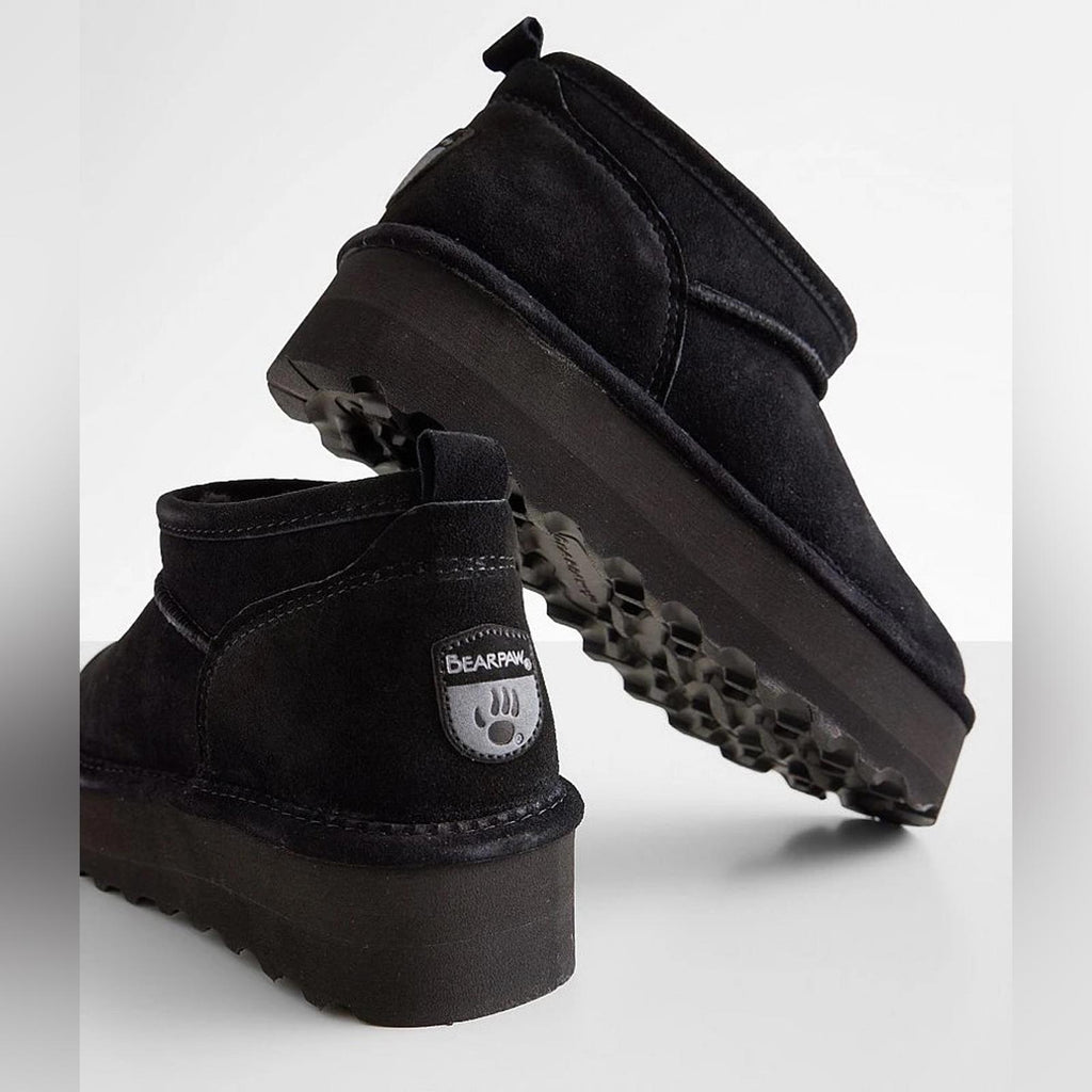 BearPaw Retro Super Shorty Platform Leather Ankle Boots, NWT, Size 8
