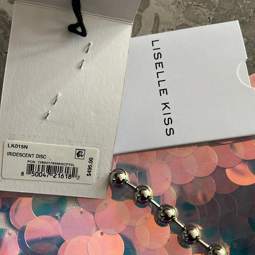 Liselle Kiss Chelsea Ball Chain Shoulder Bag, Iridescent Silver, Made in Italy