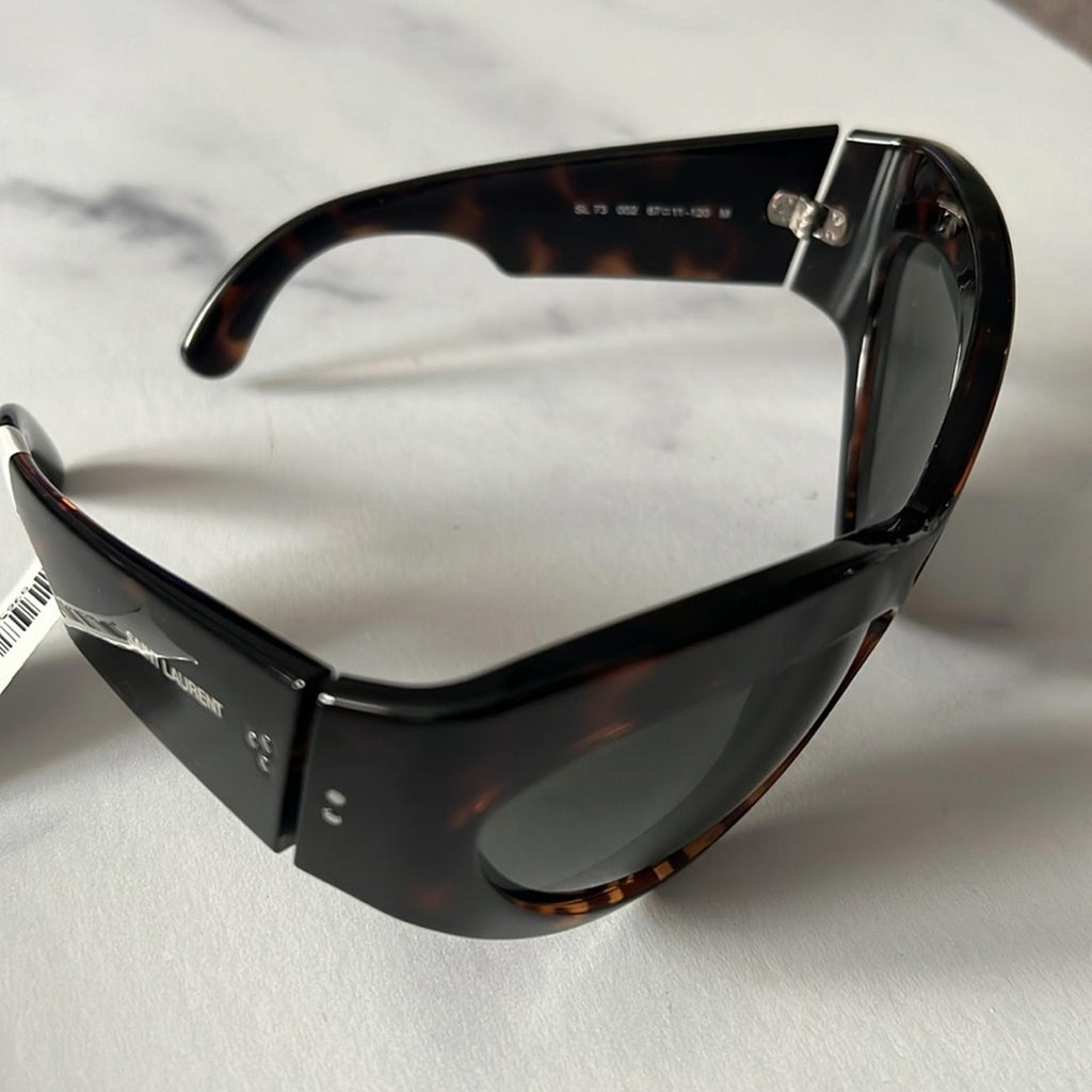 Saint Laurent Cat Eye Sunglasses, Brown Tortoise 67mm New w/Tag - Made in Italy