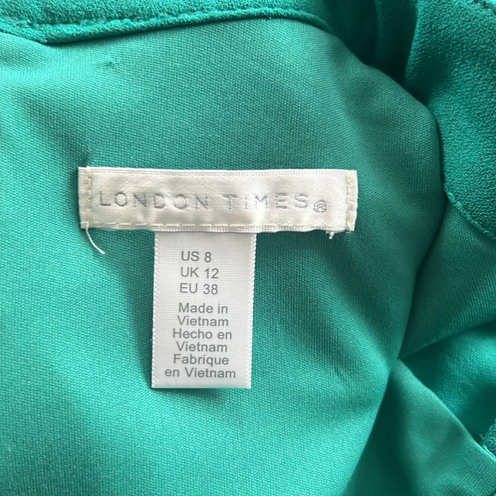 NEW London Times Keyhole Short Sleeve Fit & Flare Crepe Dress Size 8 Retail $118