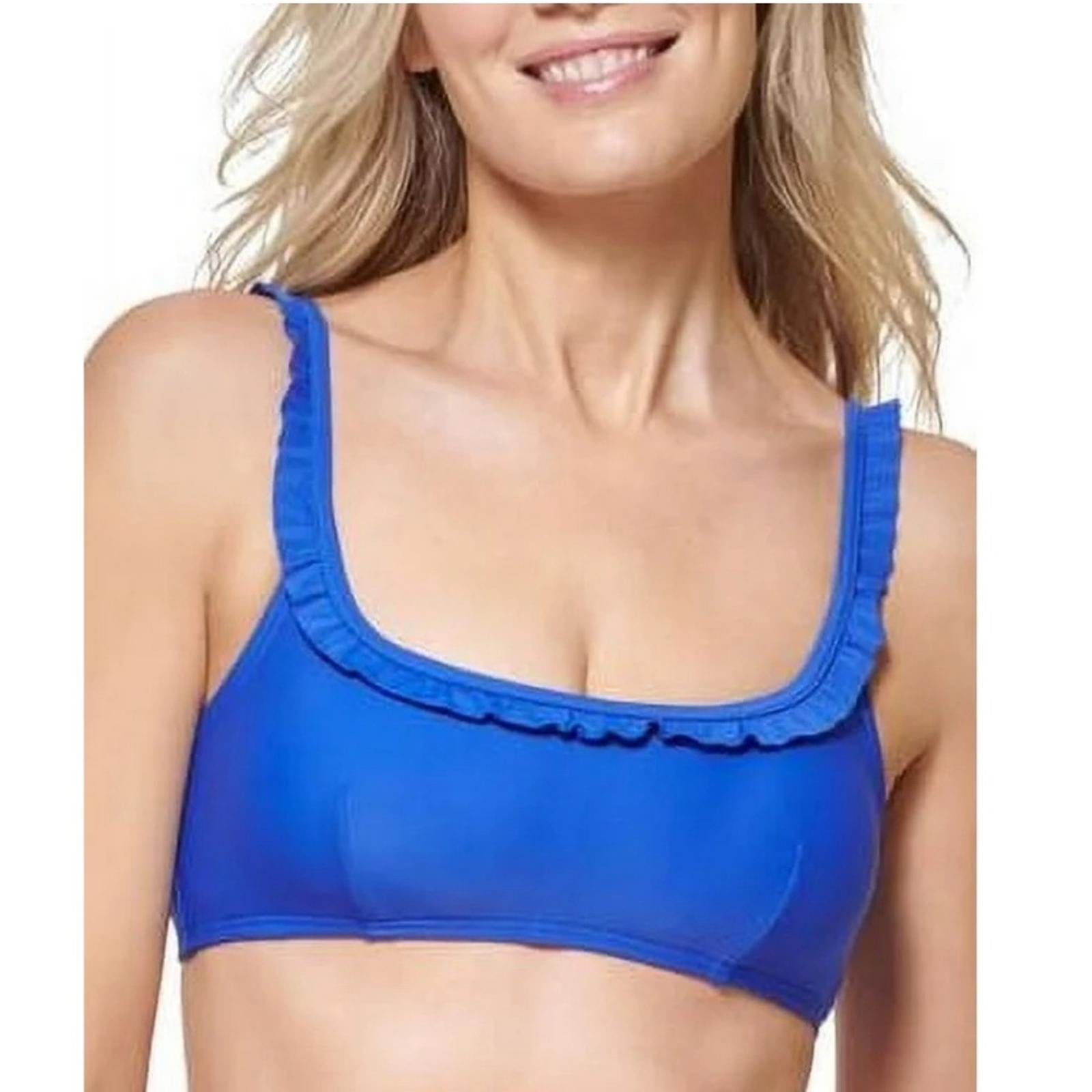 Tommy Hilfiger Sky Captain Nay Blue Ruffle Bikini Swim Top, Size L, Retail $78