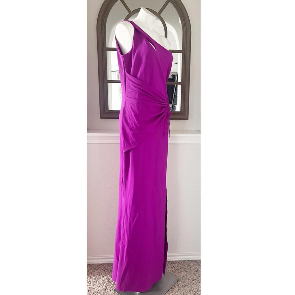Chiara Boni Costanza Long One-Shoulder Gown in Magneta, Size US14 EU50 NWT $995