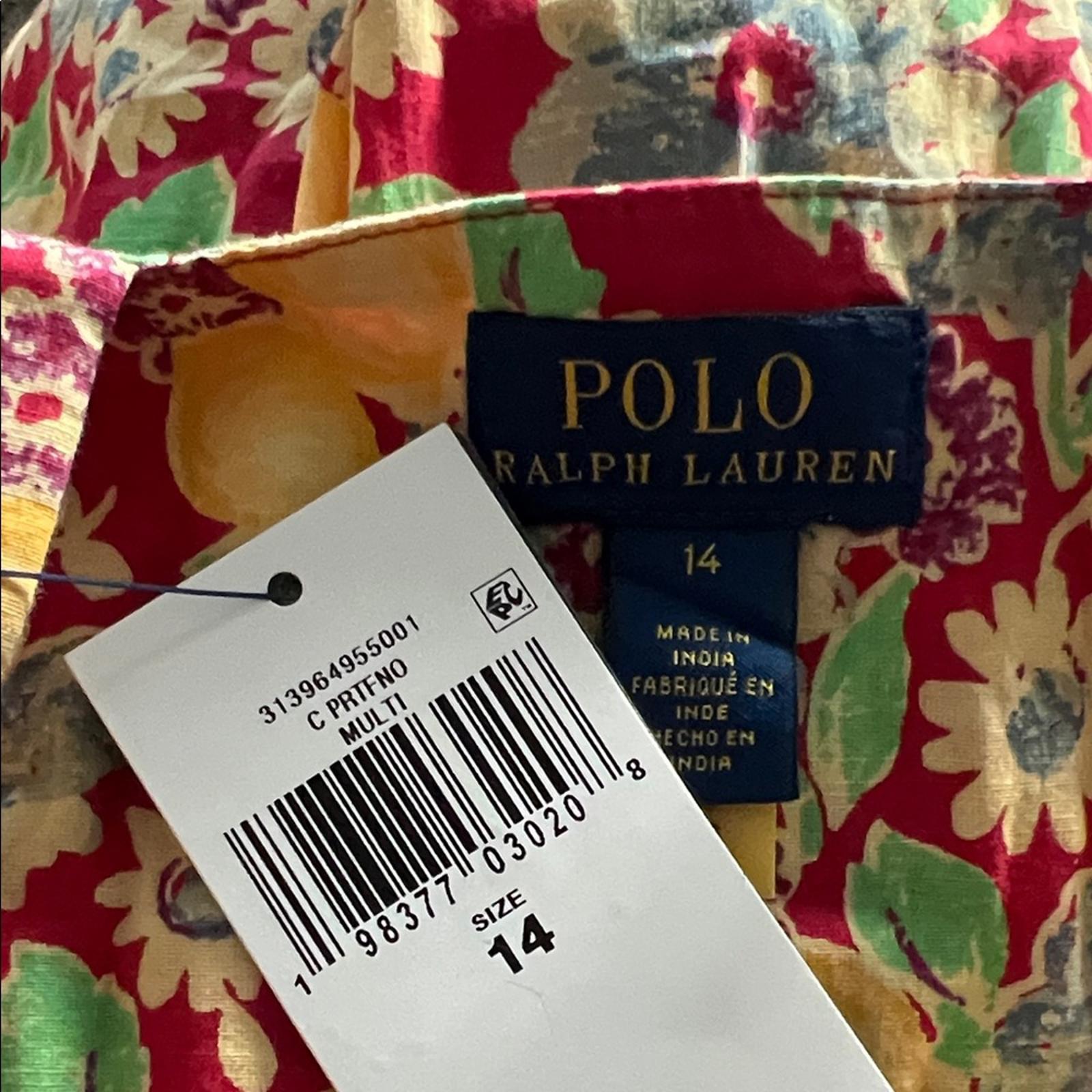 Polo by Ralph Lauren Lemon Floral Slub Cotton Dress, Size 14, NWT