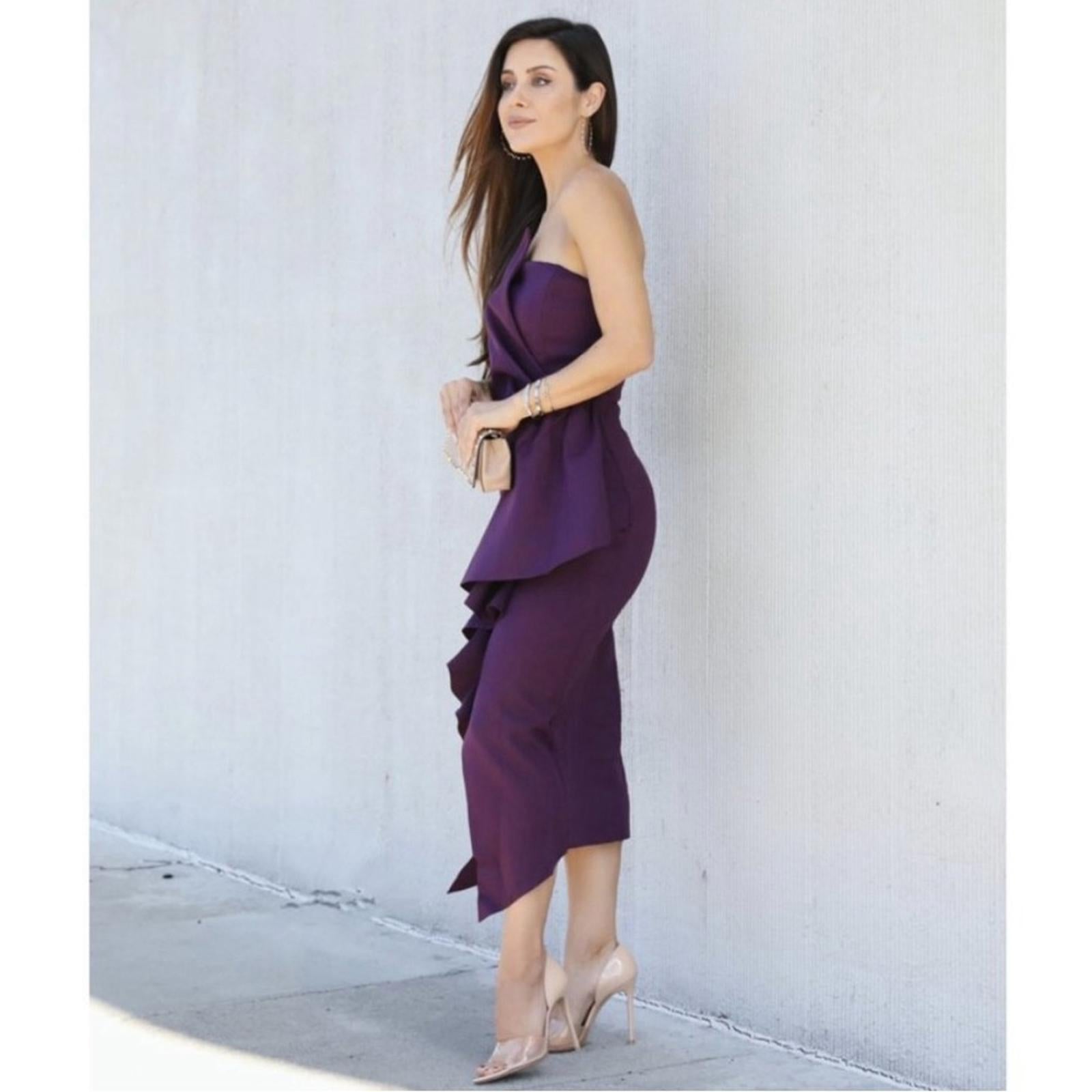 NEW Elliatt Reception Cascade Ruffle Strapless Dress in Purple, Size L $170