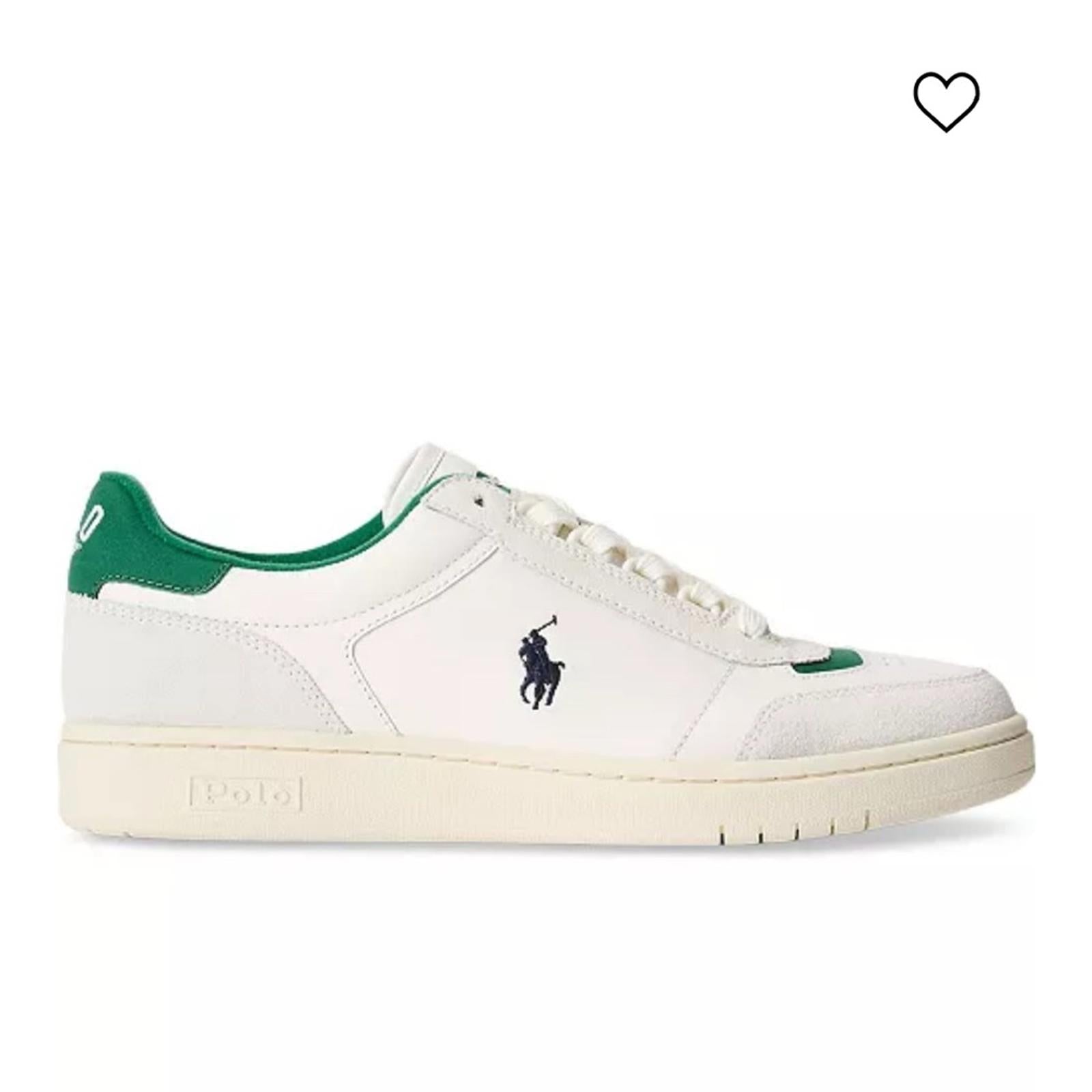 Polo Ralph Lauren Court Sport Lace-Up Sneakers in Deckwash White, Size 8 $185