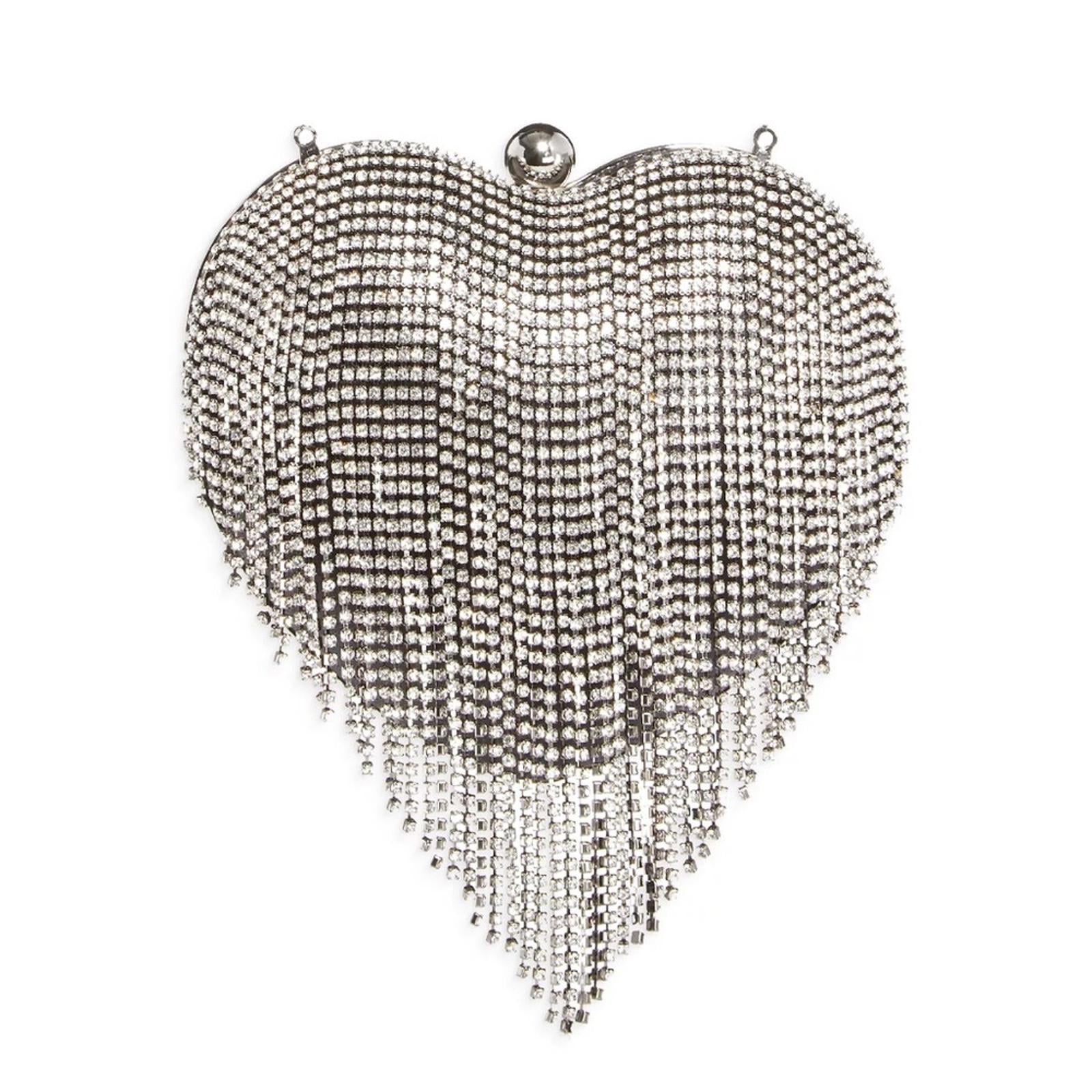 AQUA Heart Crystal Clutch/ Mini Crossbody, One Size,  New w/Tag