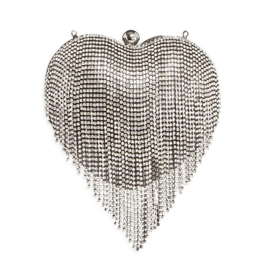 AQUA Heart Crystal Clutch/ Mini Crossbody, One Size,  New w/Tag