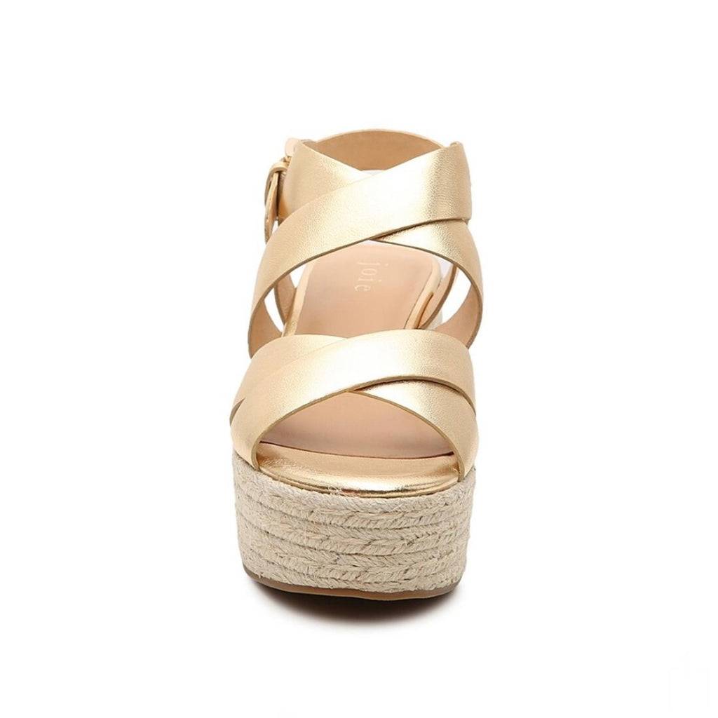 New JOIE Gaelyn Espadrilles Platform Sandals, Light Gold Size 41 New in Box $278
