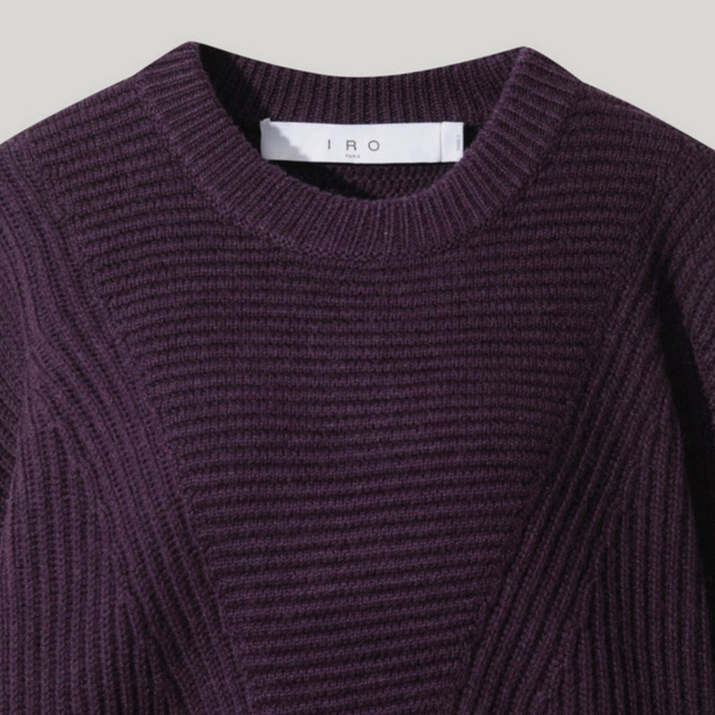 IRO Mona Wool Knit Ribbed Sweater, Dark Purple Size L, New w/Tag Retail $445