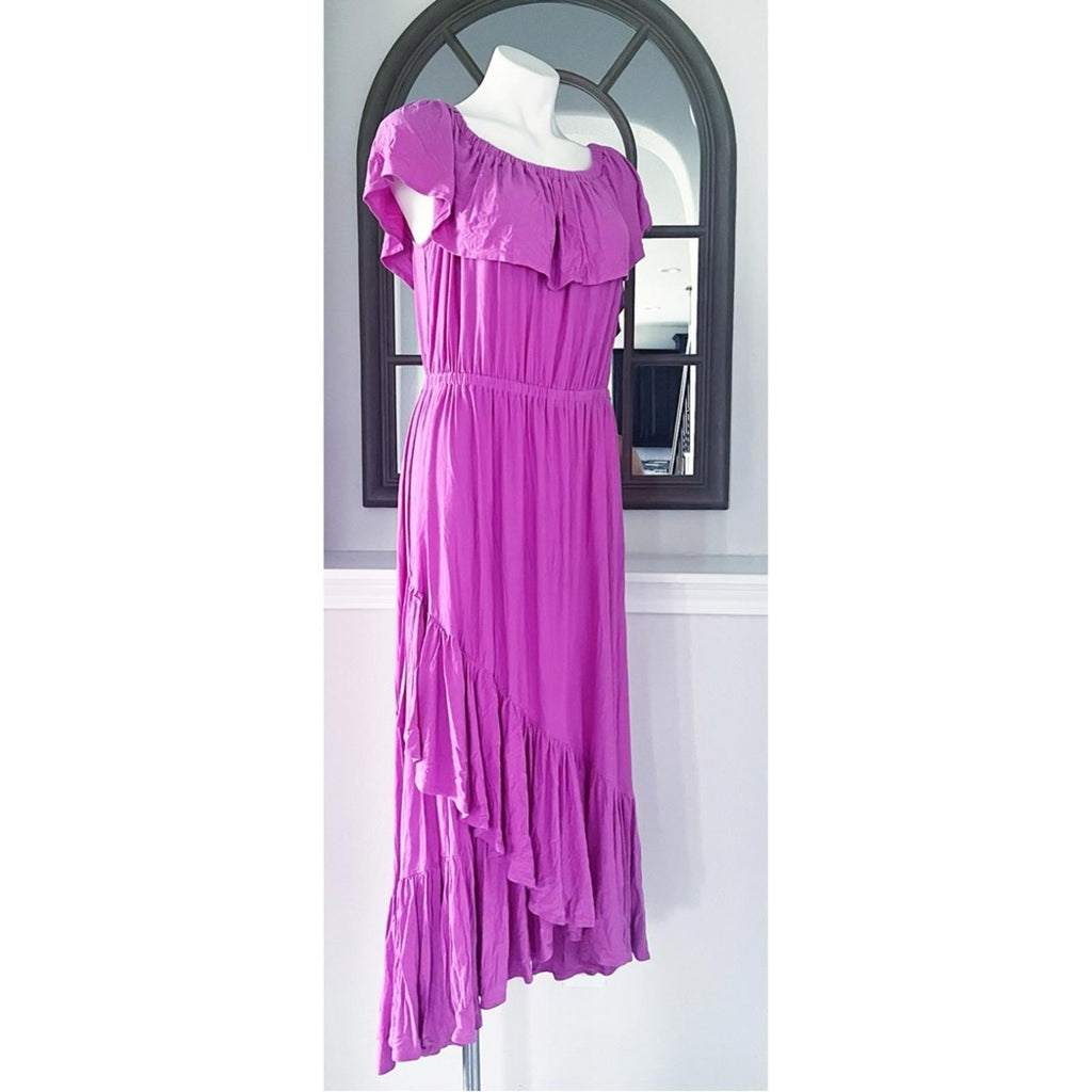 Lane Bryant Ruffle Off-The-Shoulder Maxi Dress in Purple Size 14/16 EXCELLENT!