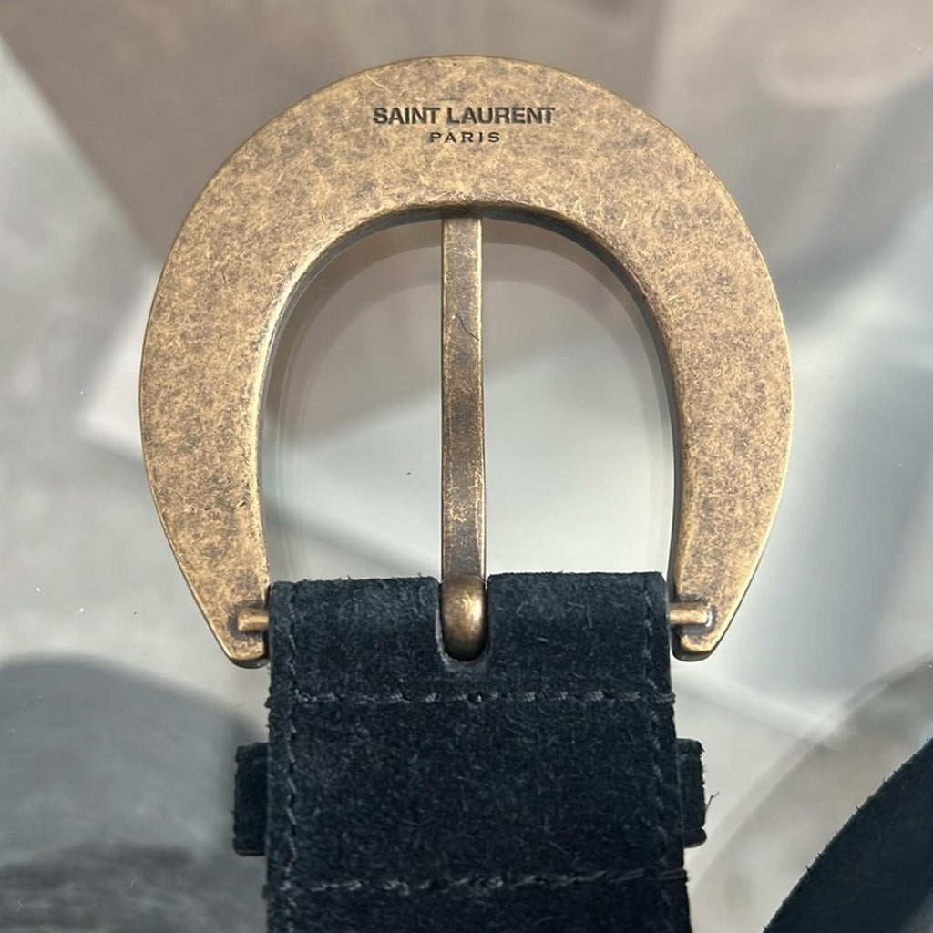 Saint Laurent Authentic Leather Black Belt EGC.609034.85.1119 Size 85” New w/Tag