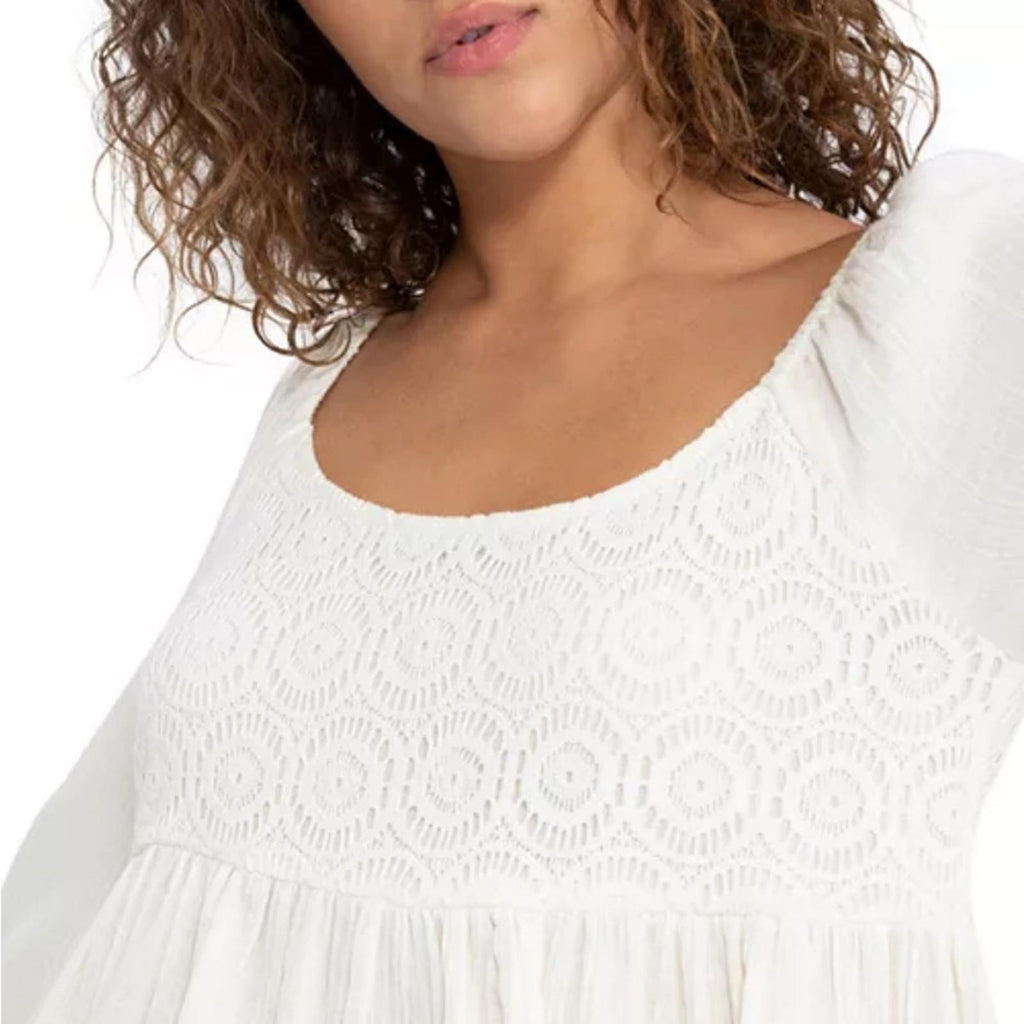 Sanctuary Summer Swing Dress in Gauze w/Crochet, White Size S NEW w/Tag