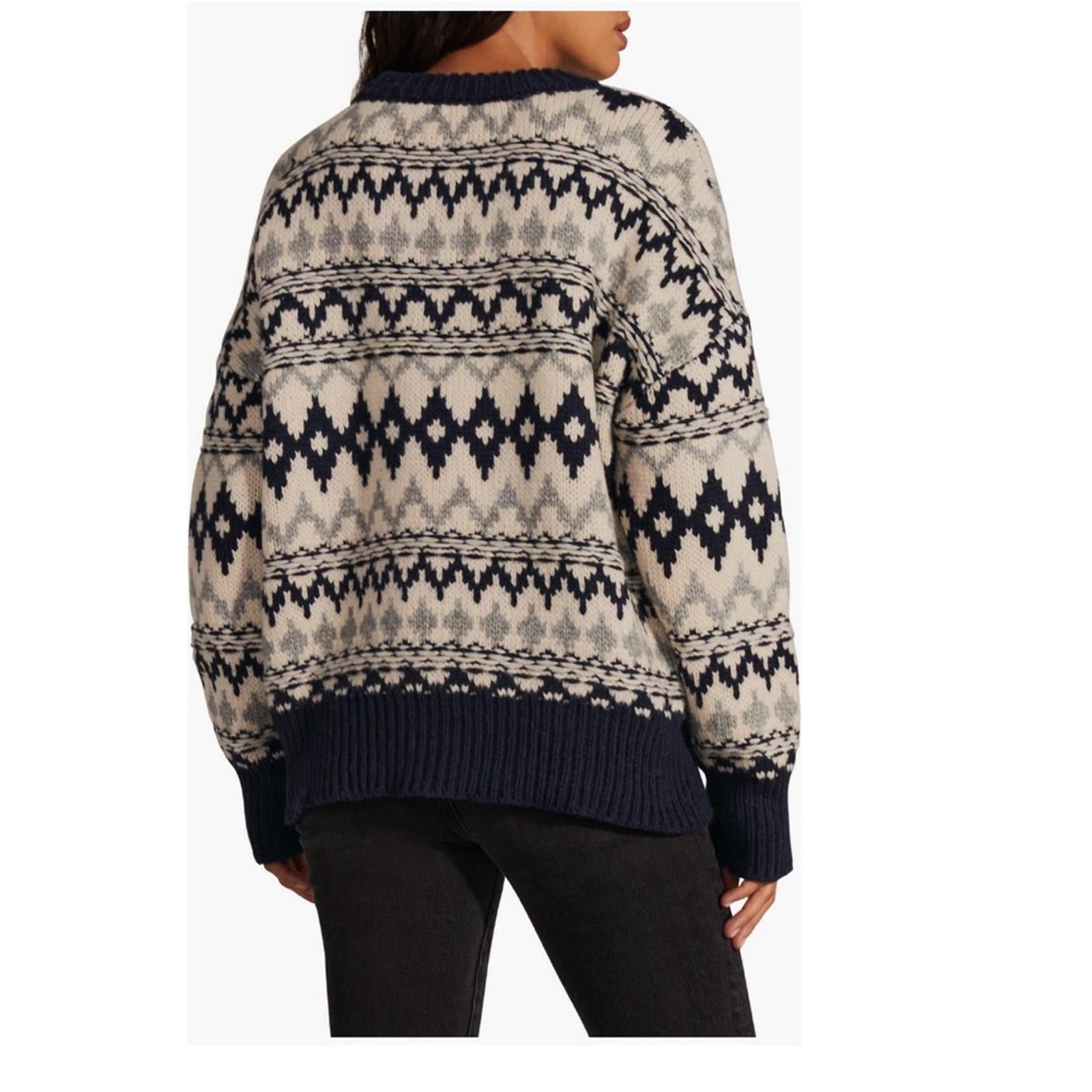 Favorite Daughter ‘Tis The Season Sweater &Hat Set, Blue/Grey Fair Isle Sz M NWT