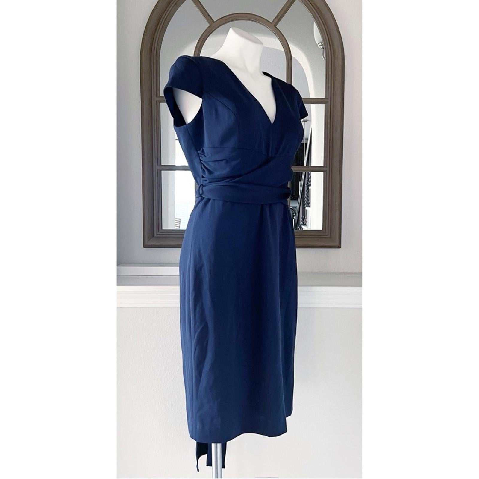NEW Dress the Population Dana Wrap Waist Cocktail Dress Navy, Size L New w/o Tag