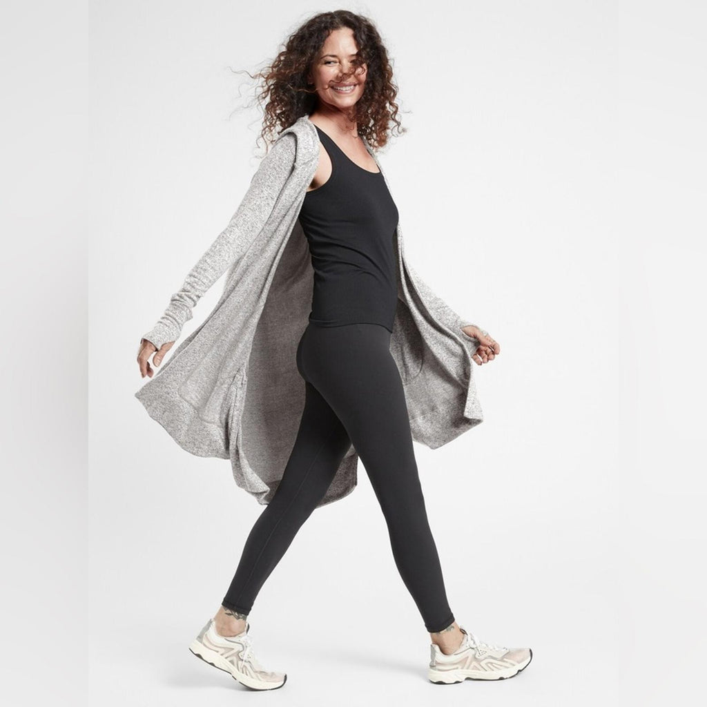 Athleta Harmony Wrap Hooded Cardigan Sweater in Heather Grey, Size XXS EXCELLENT