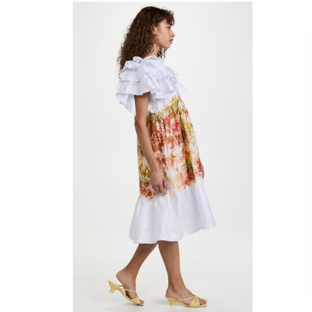 New BUSAYO Folake Midi Dress, White Multi Size M New w/Tag Retail $435 SOLD OUT!