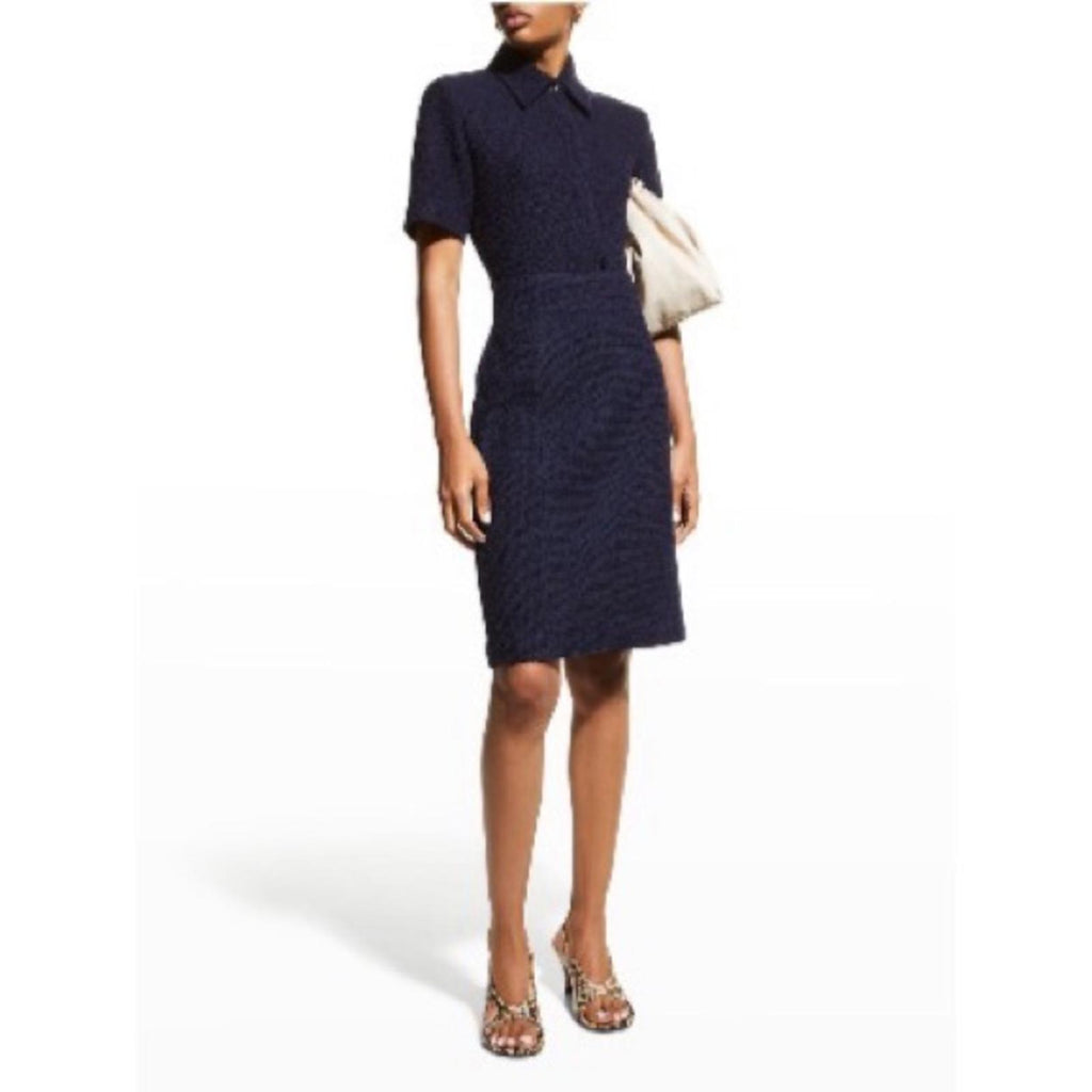 St. John Collection Textured Tweed Pencil Skirt in Navy, Size 16 NWT Retail $795