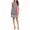 NEW Eliza J Fit & Flare Midi Dress in Black/White/Multi Plus Size 16W EXCELLENT!