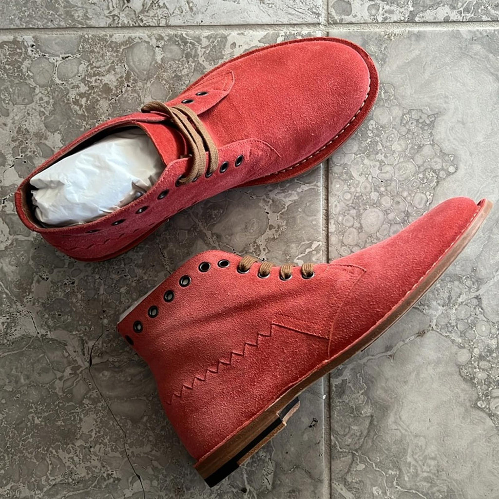 Bottega Veneta Lace-Up Ankle Boots in Red Suede, Size EU40 NEW in Box w/DustBags