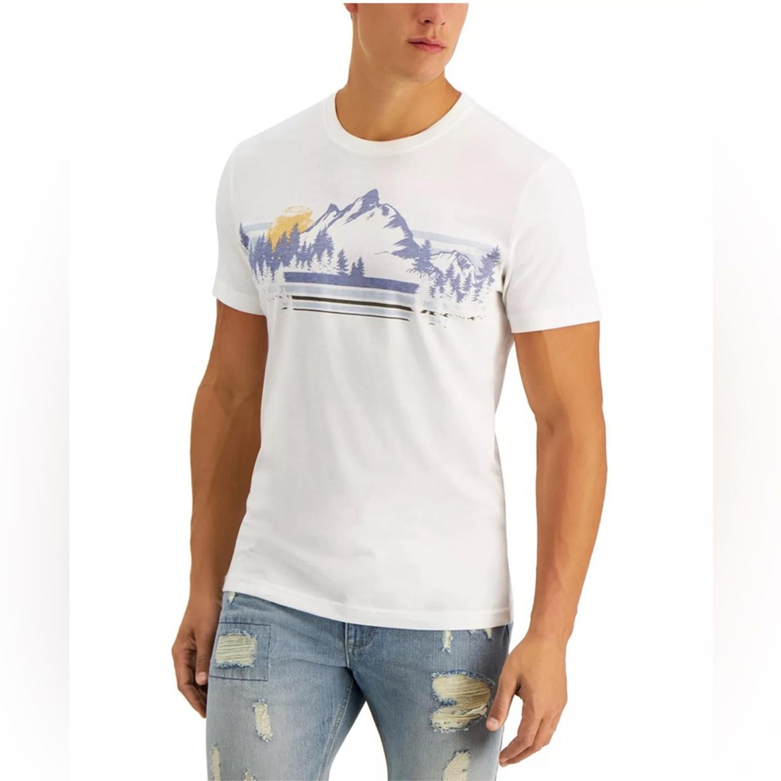 NWT Sun + Stone Men's Mountain Graphic T-Shirt, Sugar Swizzle Size S New w/Tag