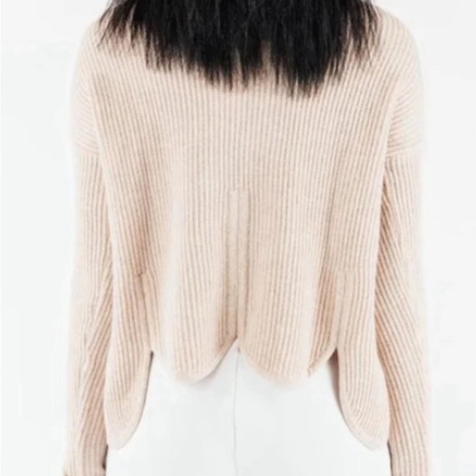 Chloé Kristyn Café Au Lait Anna Scallop Sweater, Size L, New w/Tag Retail $398