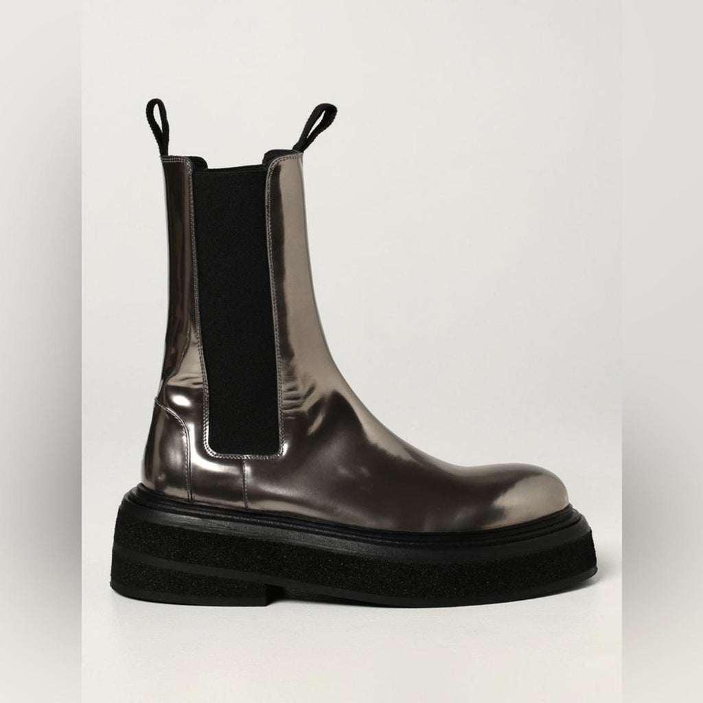 Marsèll Zuccone Boots in Laminated Leather, Grey/Black Size 39 NEW Retail $1,278