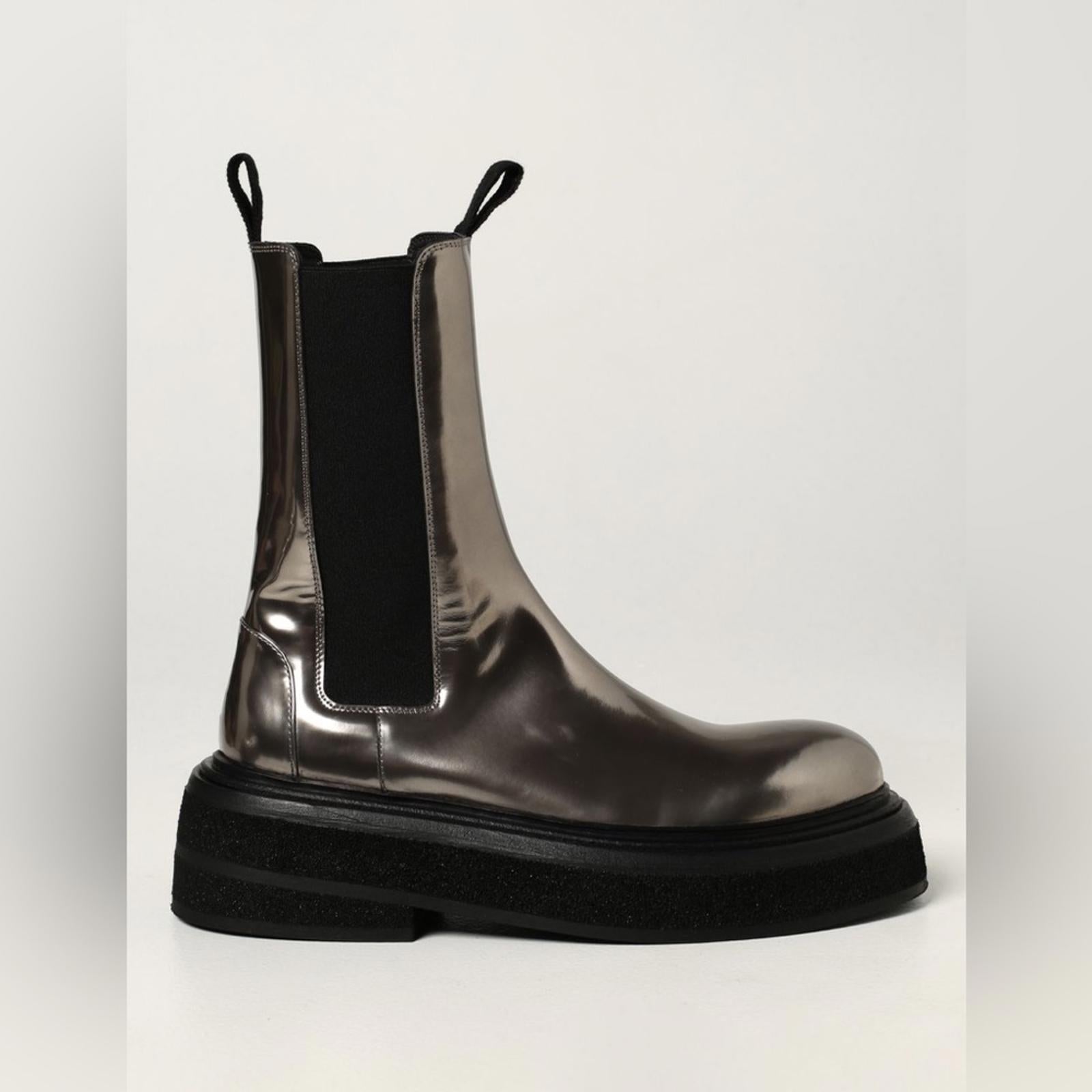 Marsèll Zuccone Boots in Laminated Leather, Grey/Black Size 39 NEW Retail $1,278