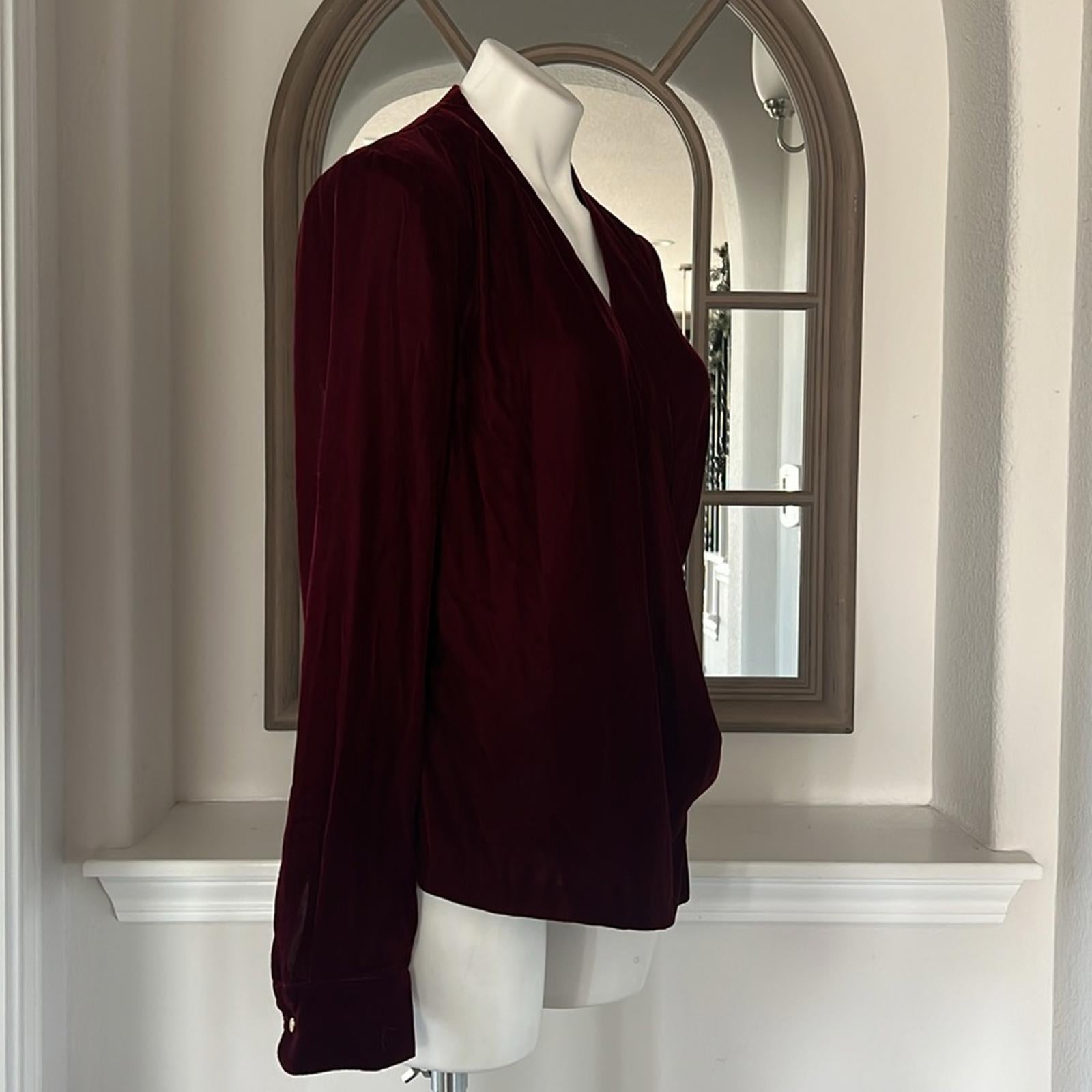 Lauren Ralph Lauren Pleated Velvet Surplice Blouse, Size 6 NEW $165