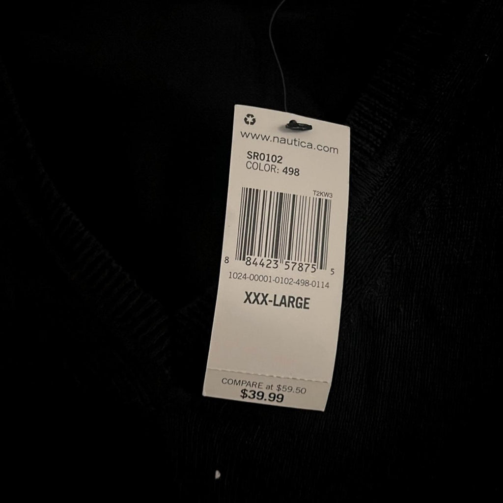 Nautica Cotton V-Neck Sweater in Navy Blue, Size 3XL NEW with Tag