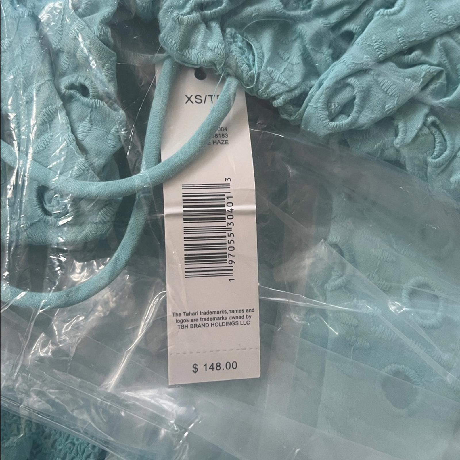 T-Tahari Eyelet Maxi Dress in Blue Haze, Size XS, NEW